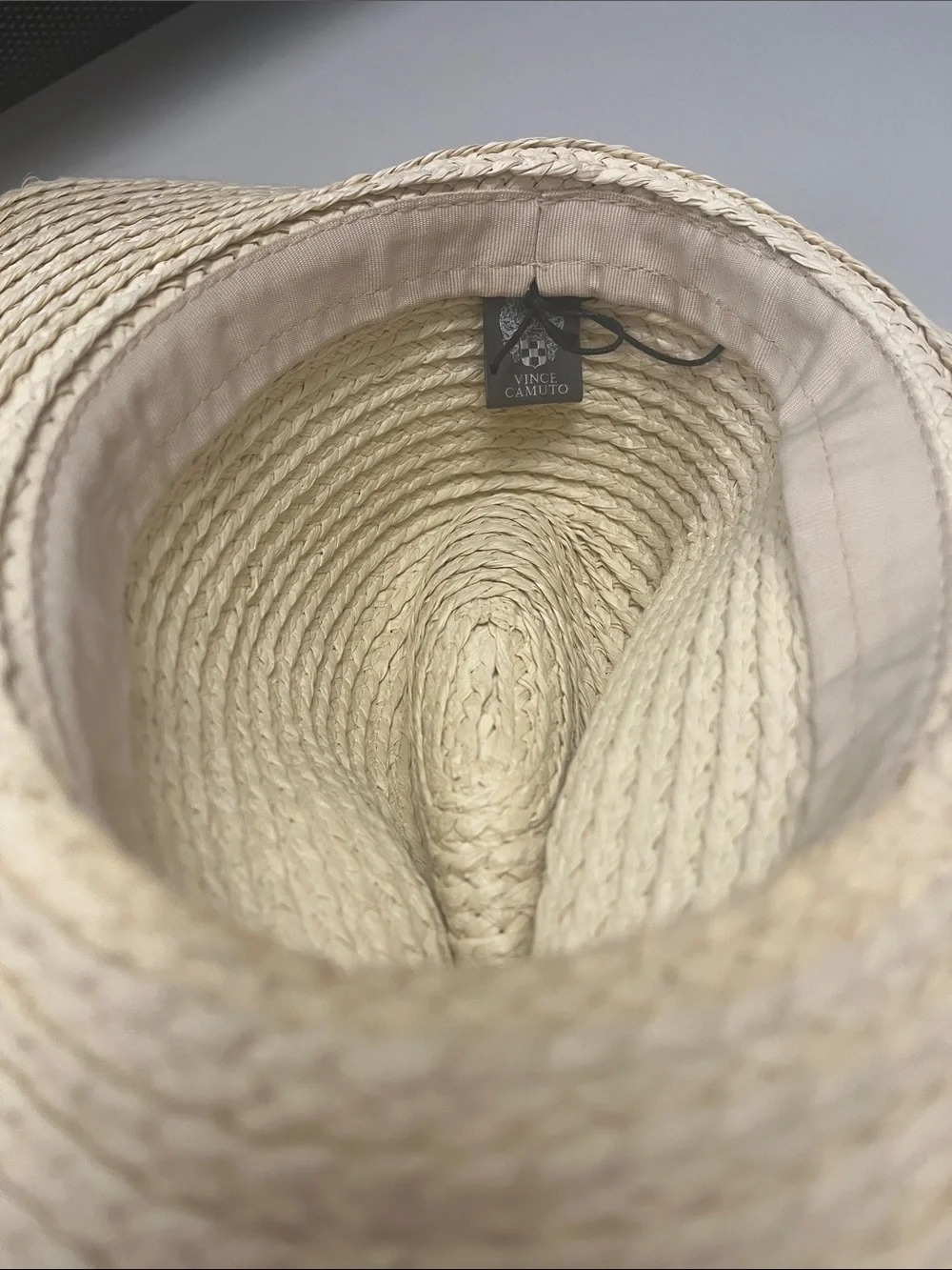 Vince Camuto Cream Straw Fedora with Grosgrain Band